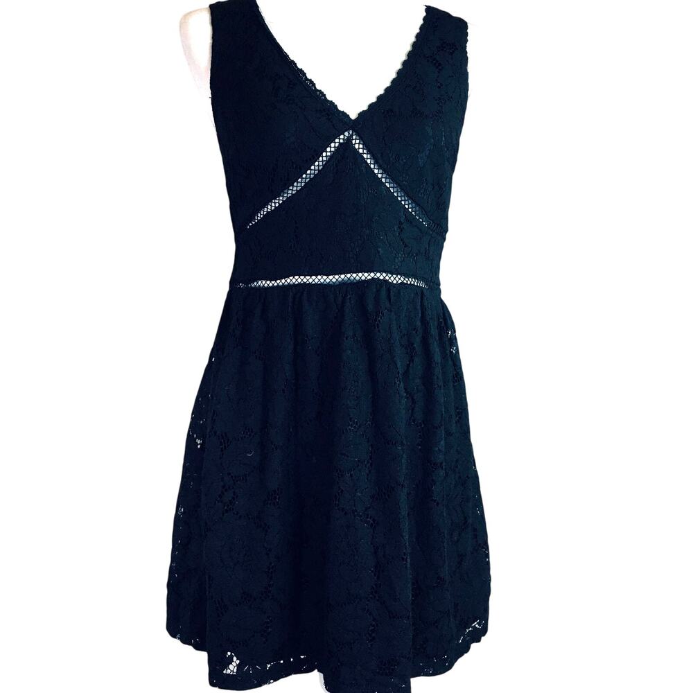 VINTAGE Y2K Xhilaration Black Lace Fit~N~Flare Dress S WhimsiGoth Coquette
